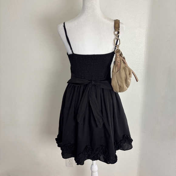 Sidecca Korea Black Rosette Hem Mini Dress – Y2K Babydoll Vibes - Picture 5 of 8